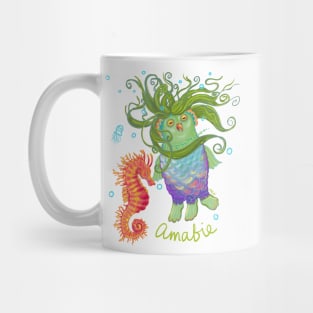 Amabie Yokai to Protect You, white Mug